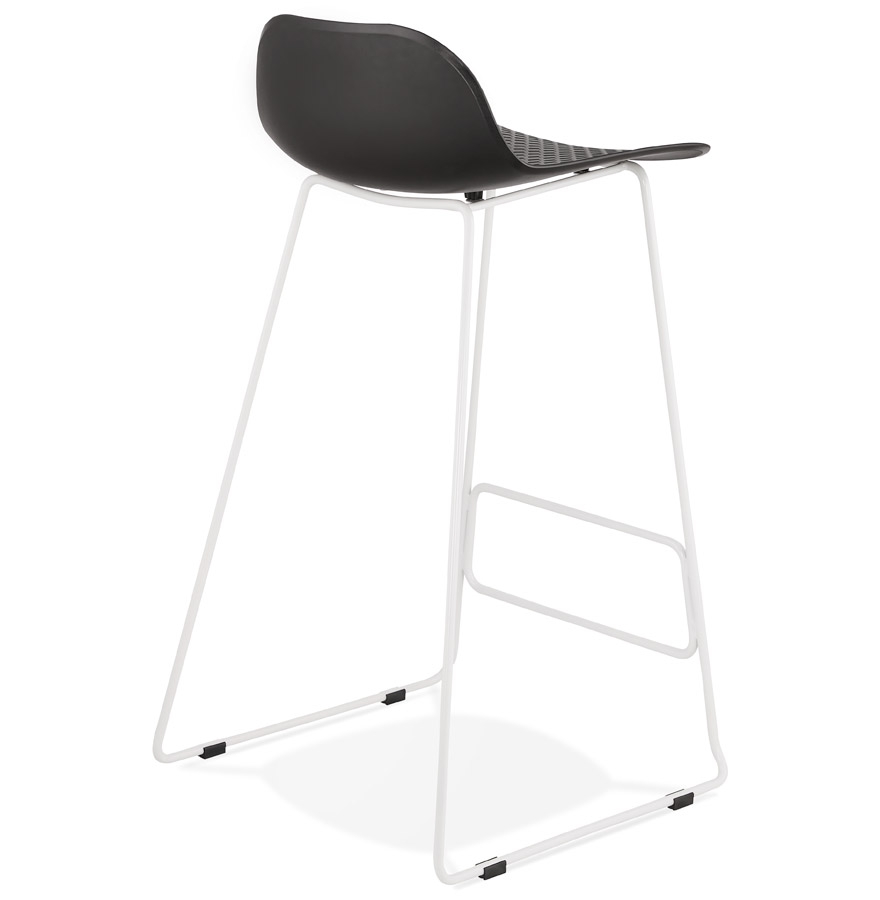 Kokoon Design Black 'BABYLOS' Designer Bar Stool With White Metal Legs