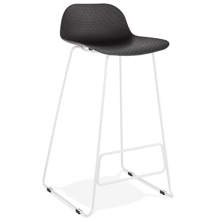 kokoon design Black 'BABYLOS' designer bar stool with white metal legs