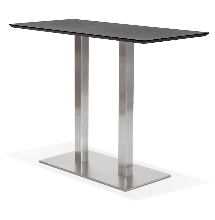 Kokoon Design Black 'MAMBO BAR' Designer High Table With Brushed Metal Leg - 150x70 Cm