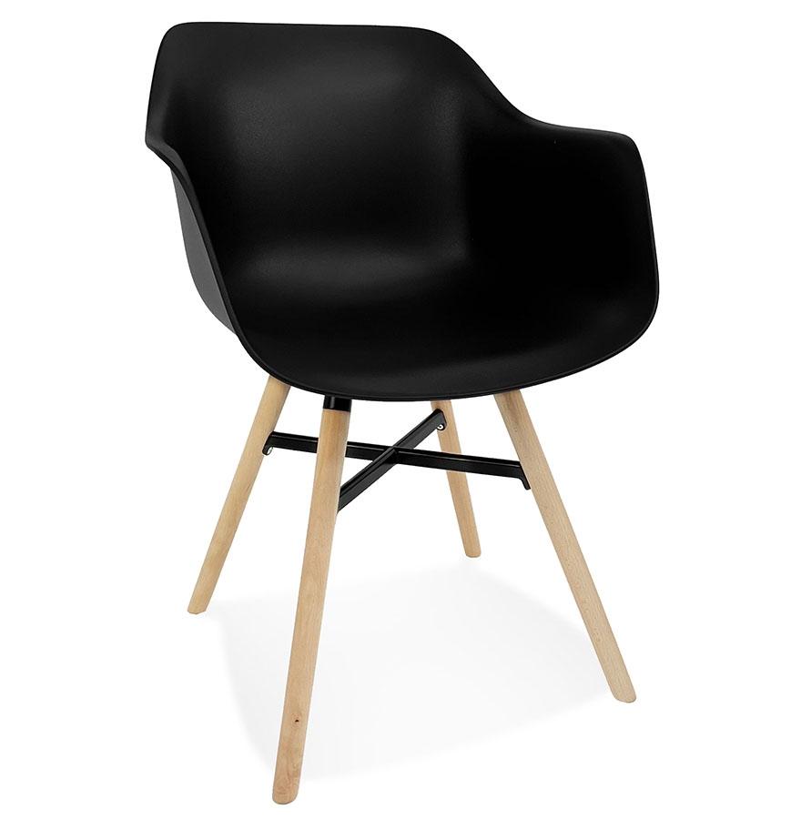 kokoon design Black 'MELIS' chair with armrests with metal and natural wood legs