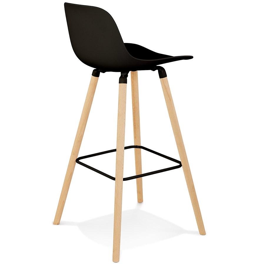 Kokoon Design Black 'TATSU' Bar Stool With Natural Wooden Legs