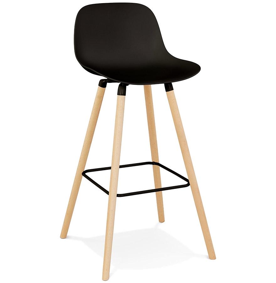 kokoon design Black 'TATSU' bar stool with natural wooden legs