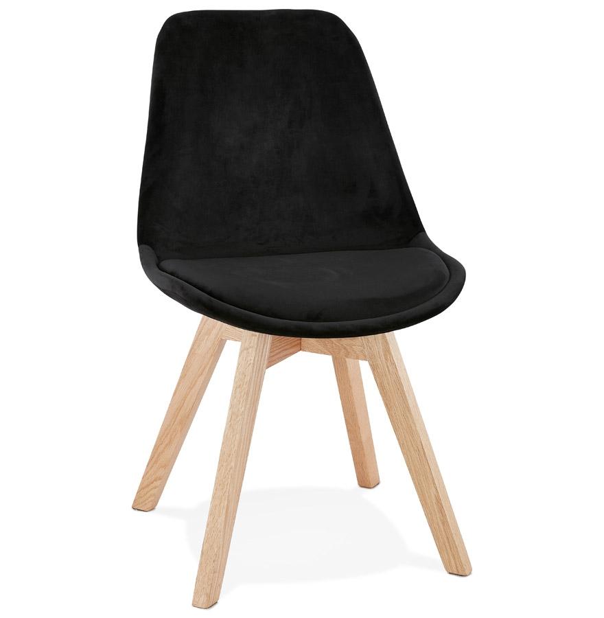kokoon design Black velvet chair 'JOE' with natural wood structure