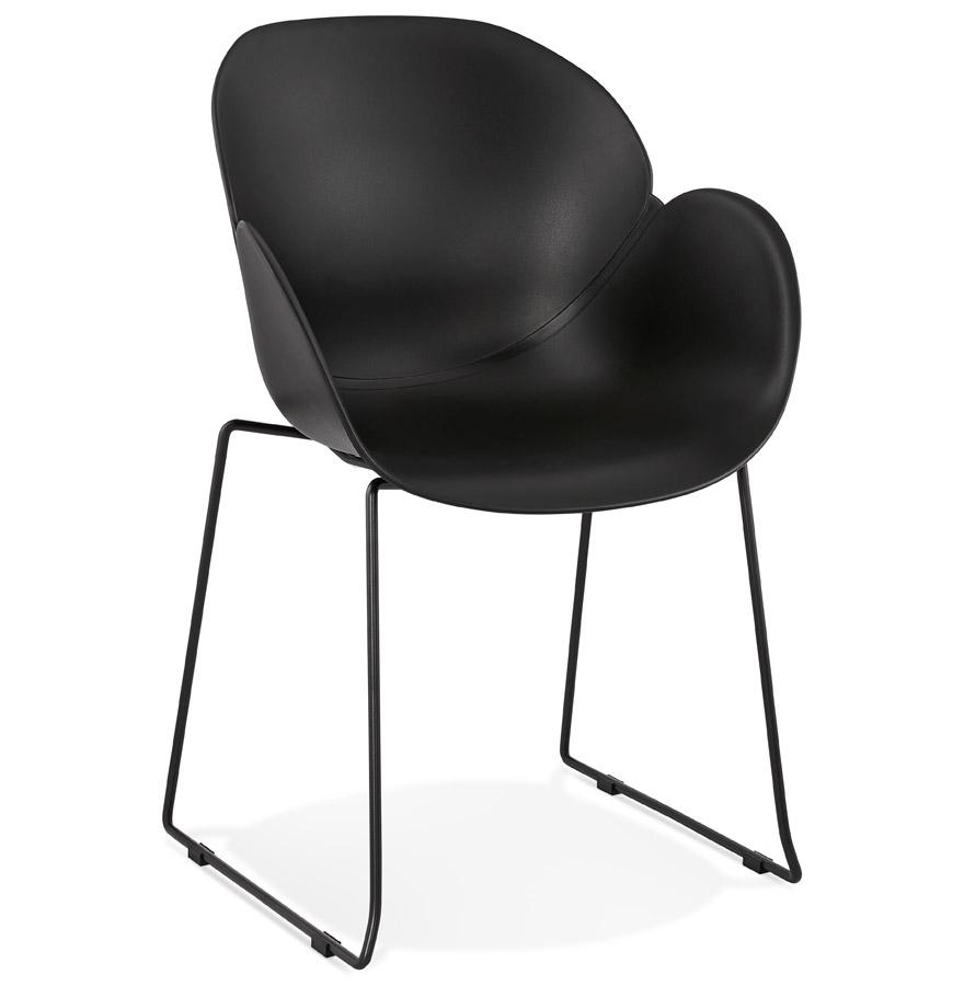 kokoon design Black 'ZAKARY' chair with armrests with metal base - indoor/outdoor