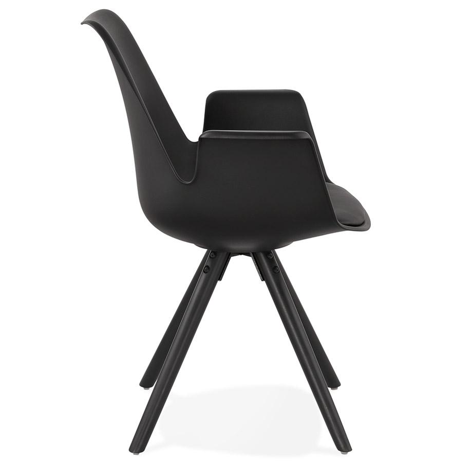 Kokoon Design Black 'ZALIK' Chair With Armrests With Black Wooden Legs