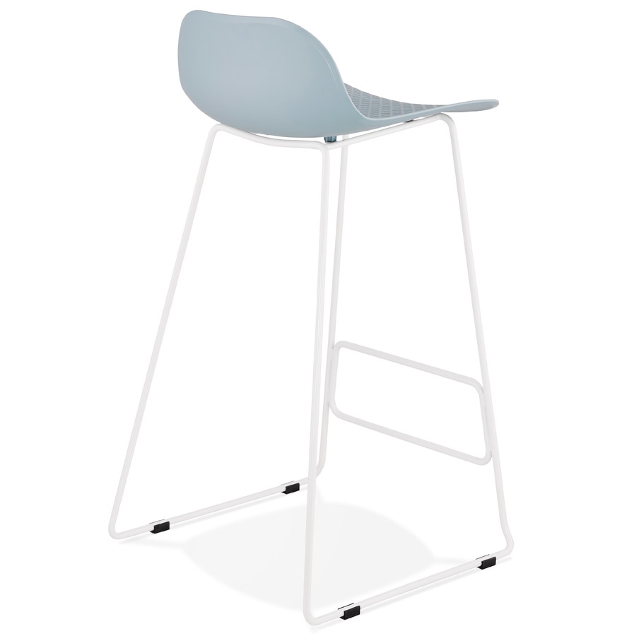 Kokoon Design Blue 'BABYLOS' Design Bar Stool With White Metal Legs