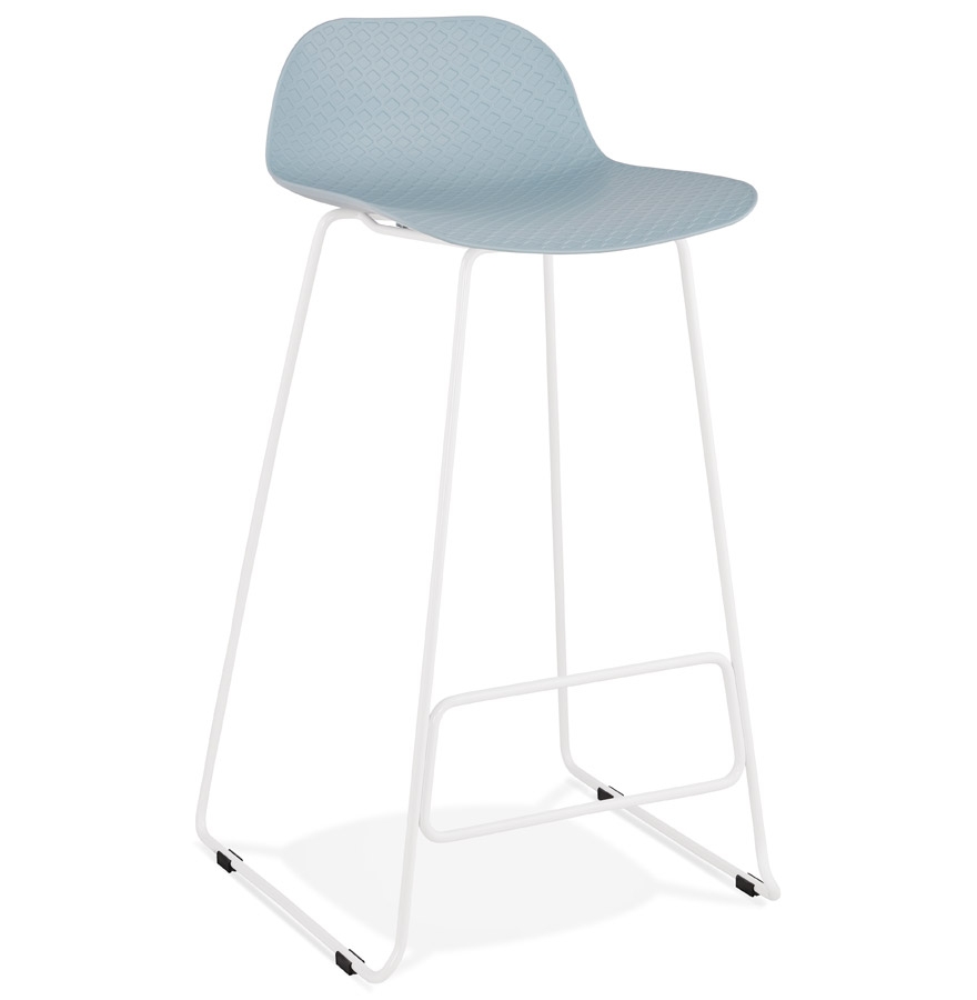 kokoon design Blue 'BABYLOS' design bar stool with white metal legs