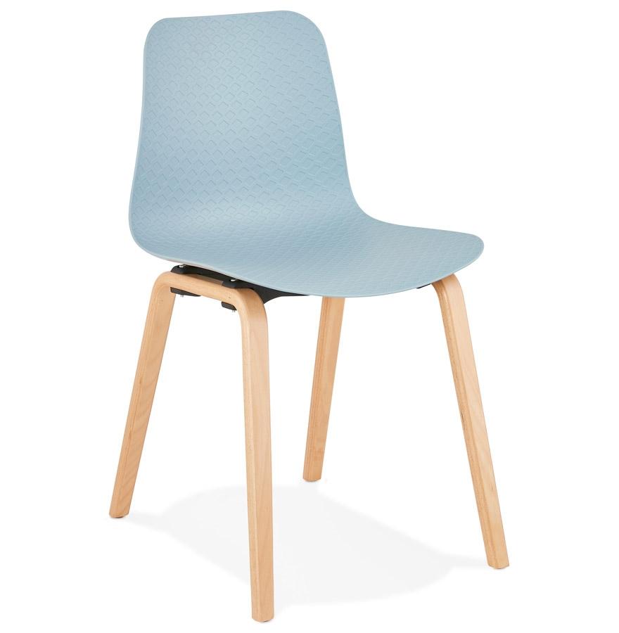 kokoon design Blue 'PACIFIK' Scandinavian chair with natural finish wooden legs
