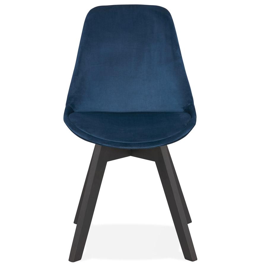 Kokoon Design Blue Velvet Chair 'JOE' With Black Wooden Structure