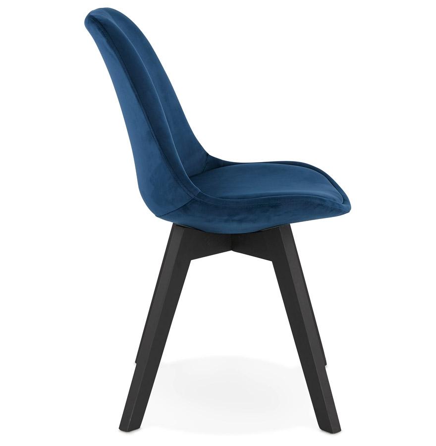 Kokoon Design Blue Velvet Chair 'JOE' With Black Wooden Structure