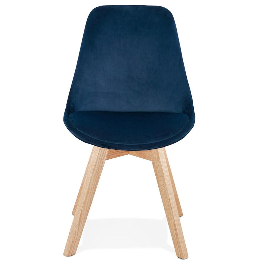 Kokoon Design Blue Velvet Chair 'JOE' With Natural Wood Structure