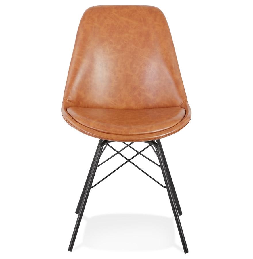 Kokoon Design BRAVO' Designer Chair In Brown Synthetic Material And Black Metal Legs