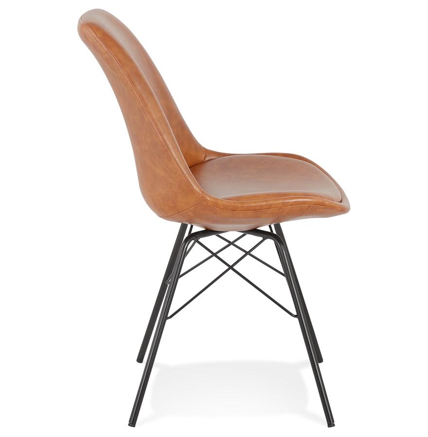 Kokoon Design BRAVO' Designer Chair In Brown Synthetic Material And Black Metal Legs