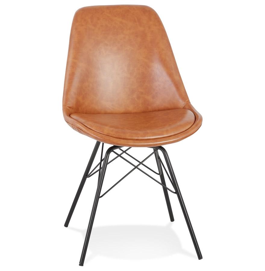 kokoon design BRAVO' designer chair in brown synthetic material and black metal legs