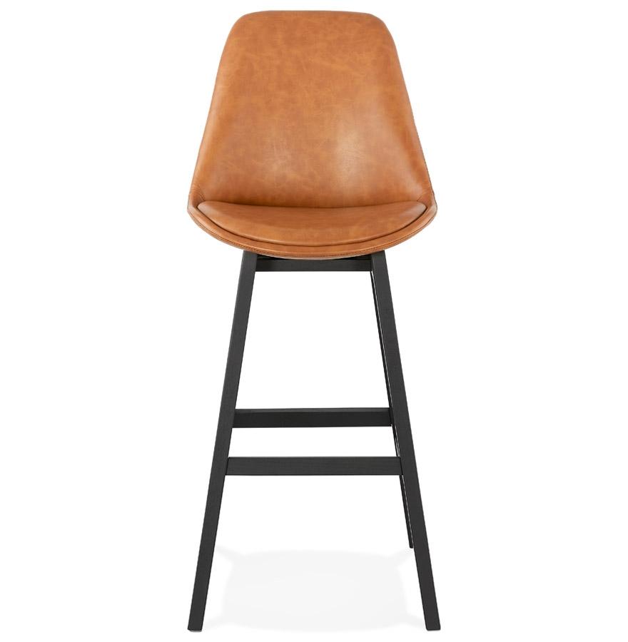 Kokoon Design Brown 'ELENA' Bar Stool In Synthetic Material And Black Wooden Leg
