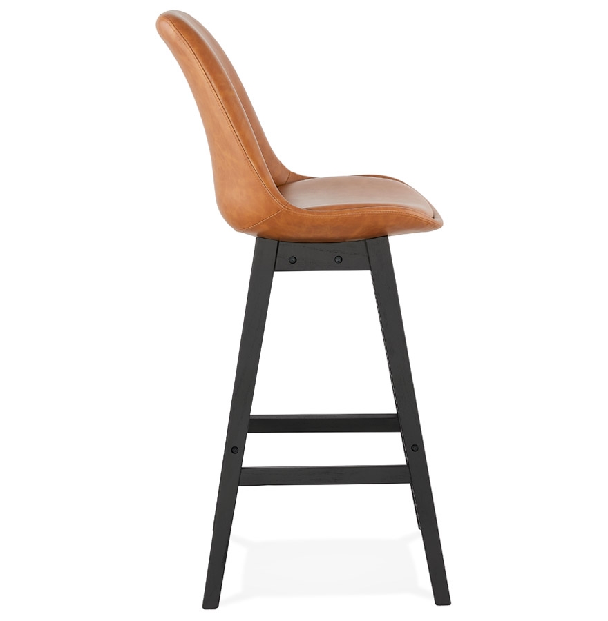 Kokoon Design Brown 'ELENA' Bar Stool In Synthetic Material And Black Wooden Leg