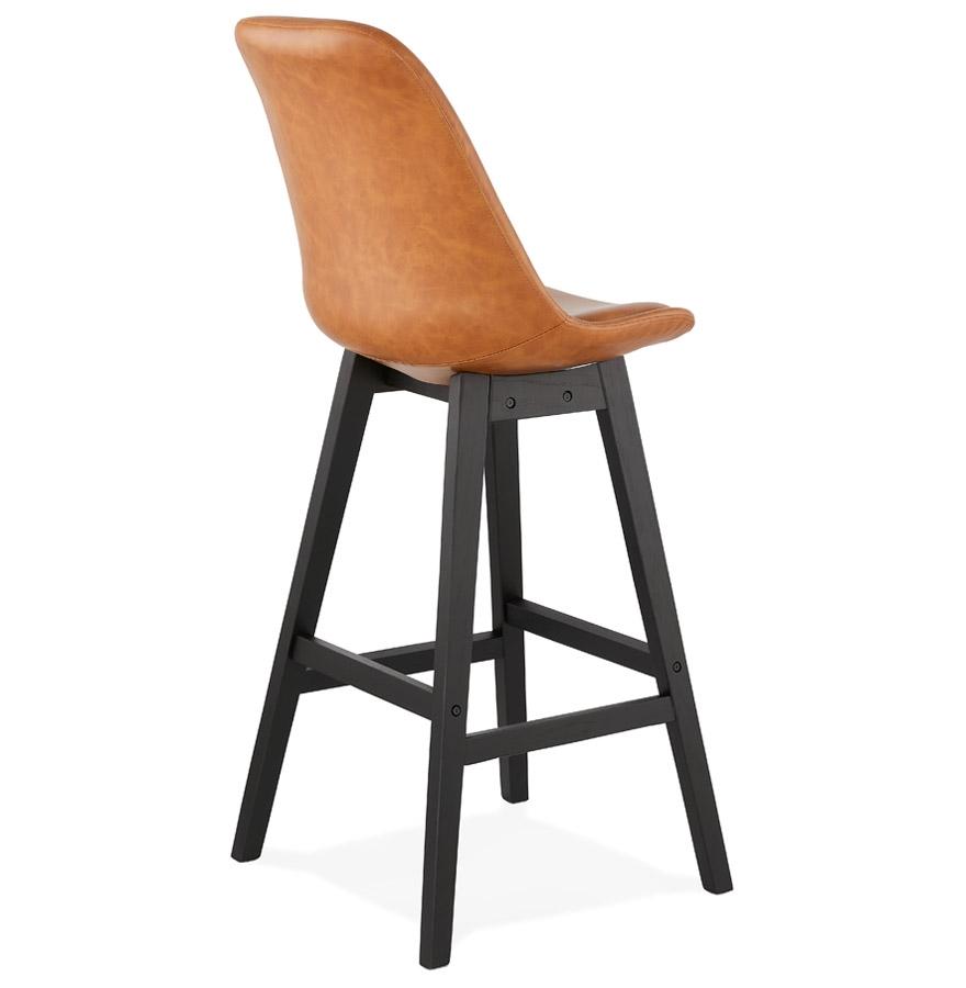 Kokoon Design Brown 'ELENA' Bar Stool In Synthetic Material And Black Wooden Leg