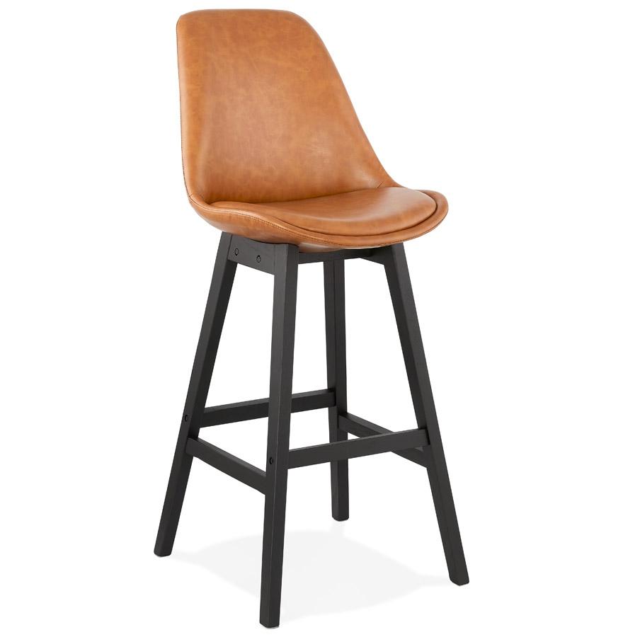 kokoon design Brown 'ELENA' bar stool in synthetic material and black wooden leg