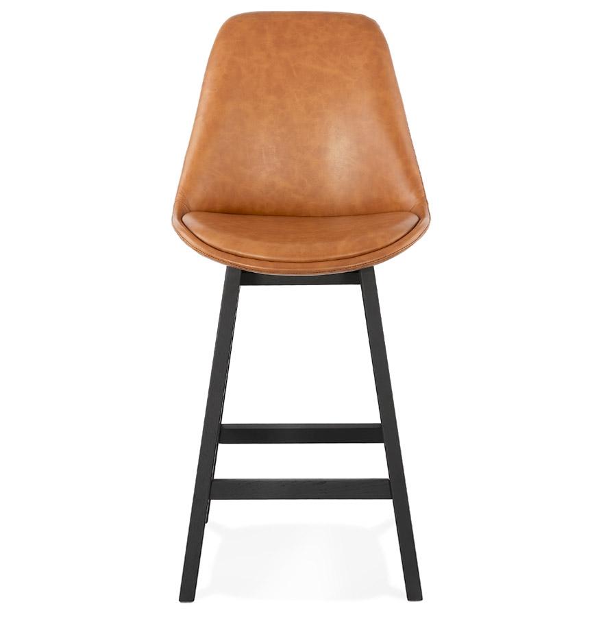 Kokoon Design Brown 'ELENA MINI' Mid-height Snack Stool In Synthetic Material And Black Wooden Foot