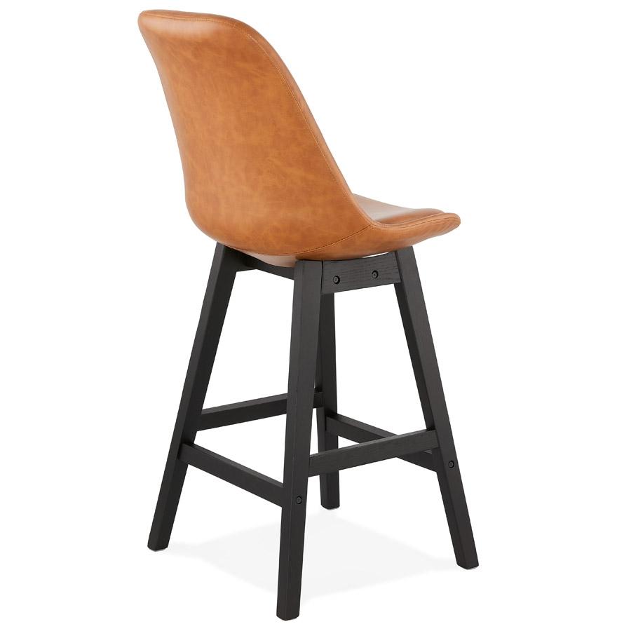 Kokoon Design Brown 'ELENA MINI' Mid-height Snack Stool In Synthetic Material And Black Wooden Foot