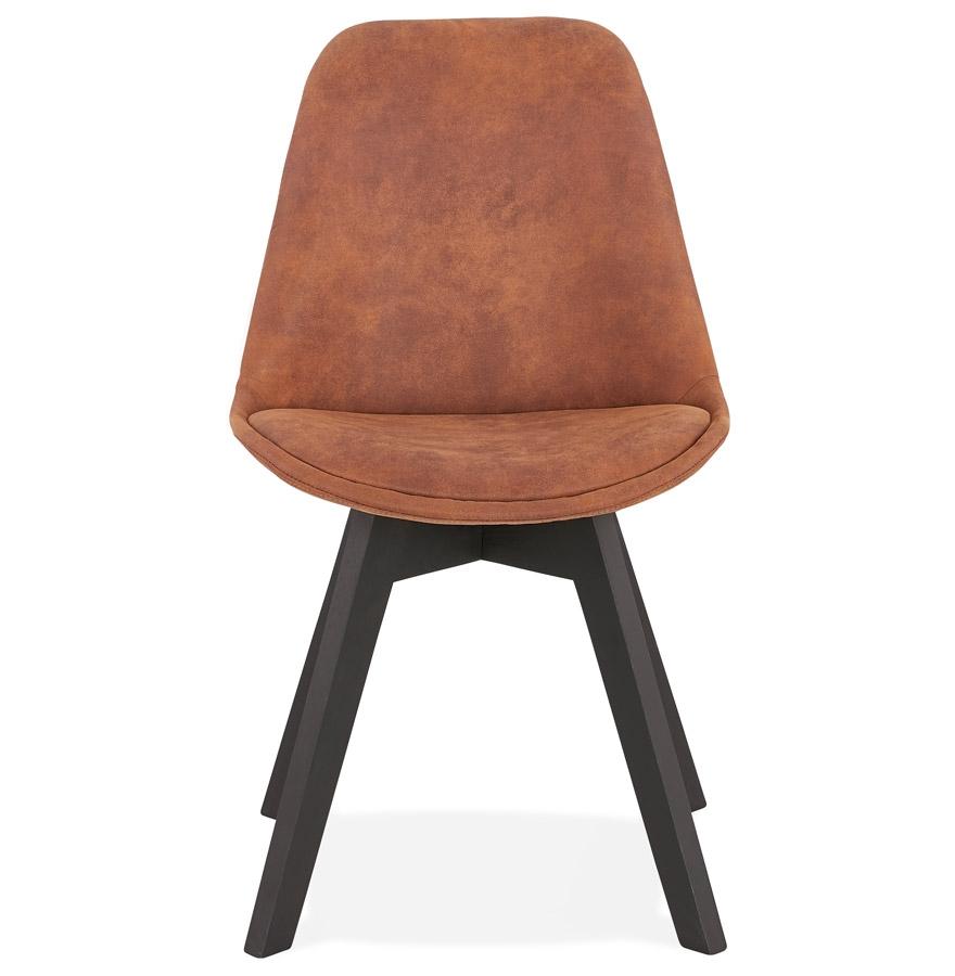 Kokoon Design Brown Microfiber Chair 'AXEL' With Black Wooden Structure