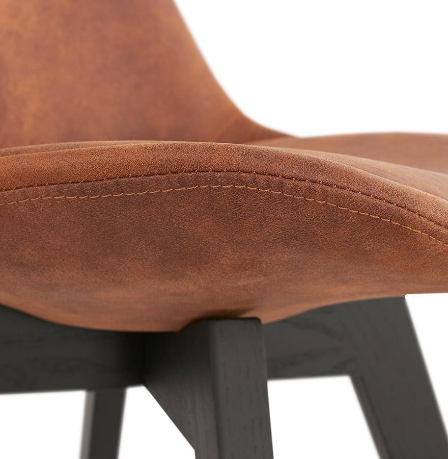 Kokoon Design Brown Microfiber Chair 'AXEL' With Black Wooden Structure