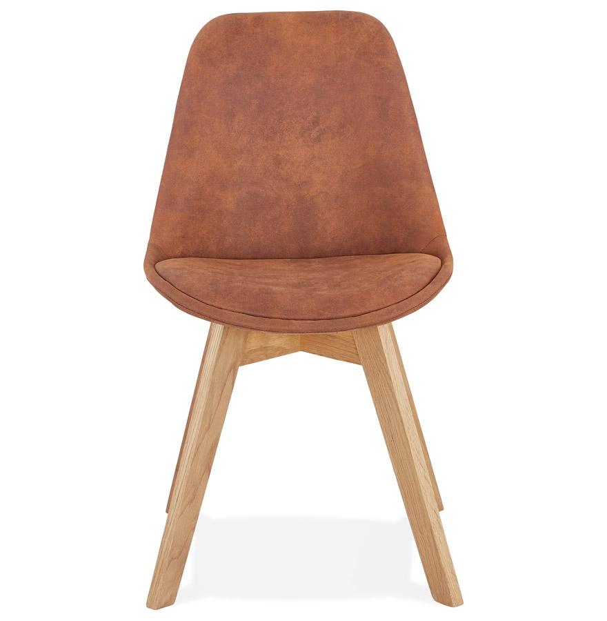 Kokoon Design Brown Microfiber Chair 'AXEL' With Natural Finish Wooden Structure