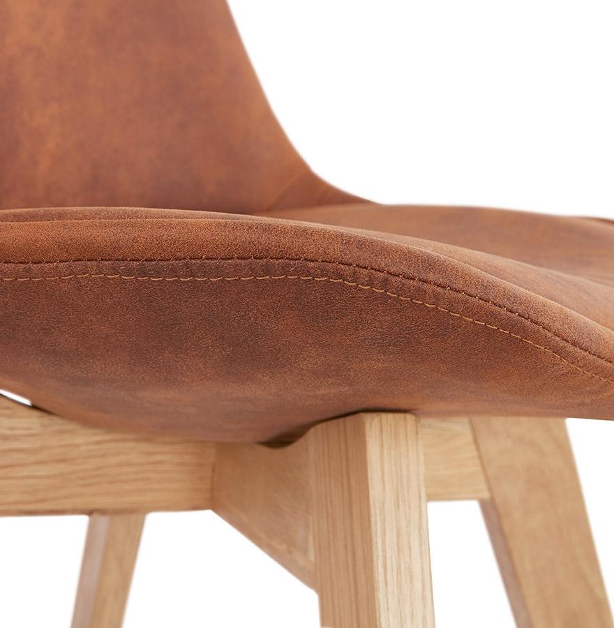Kokoon Design Brown Microfiber Chair 'AXEL' With Natural Finish Wooden Structure