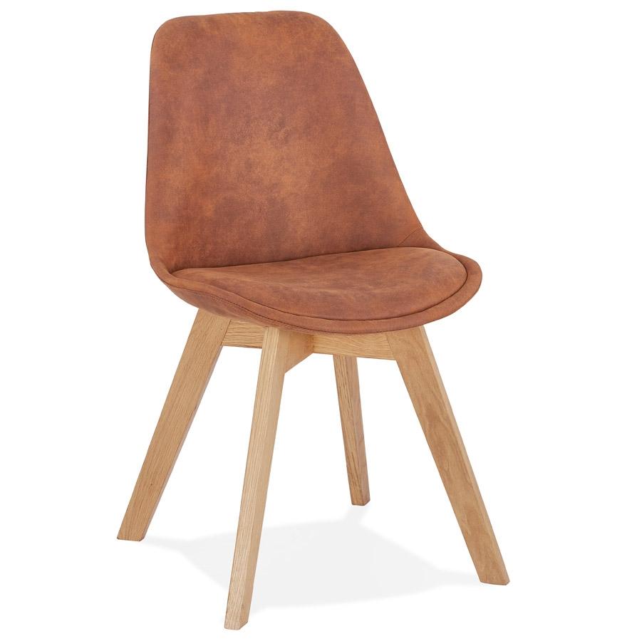 kokoon design Brown microfiber chair 'AXEL' with natural finish wooden structure