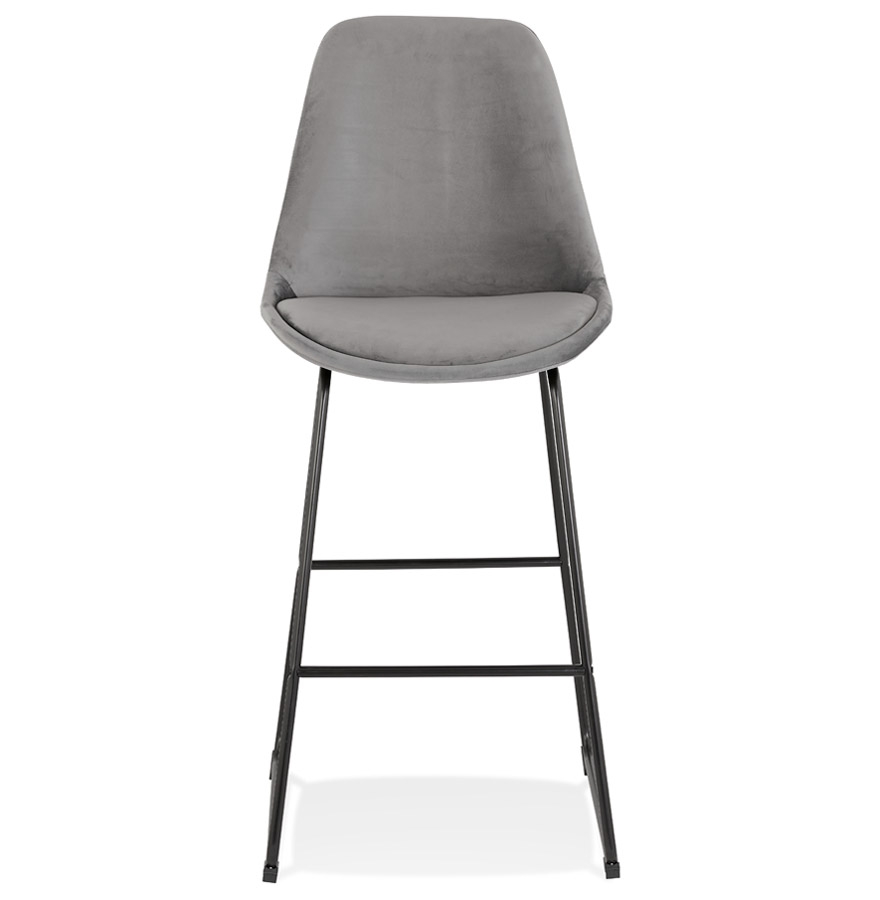 Kokoon Design BULLY' Bar Stool In Gray Velvet And Black Metal Legs