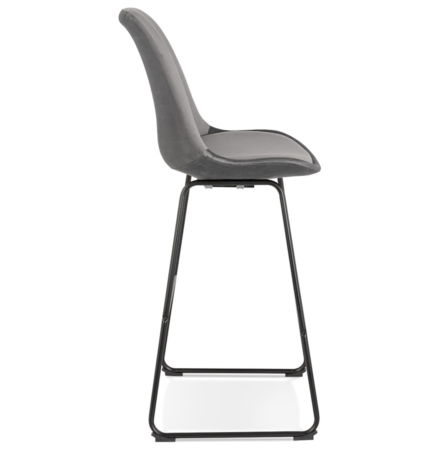 Kokoon Design BULLY' Bar Stool In Gray Velvet And Black Metal Legs