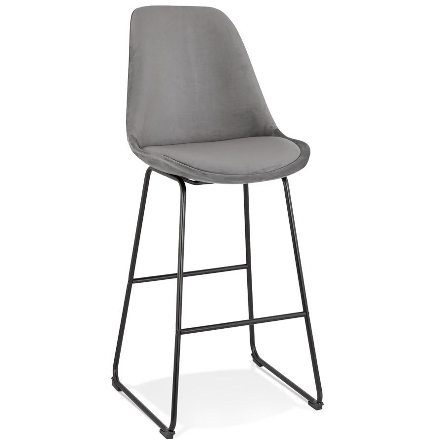 kokoon design BULLY' bar stool in gray velvet and black metal legs