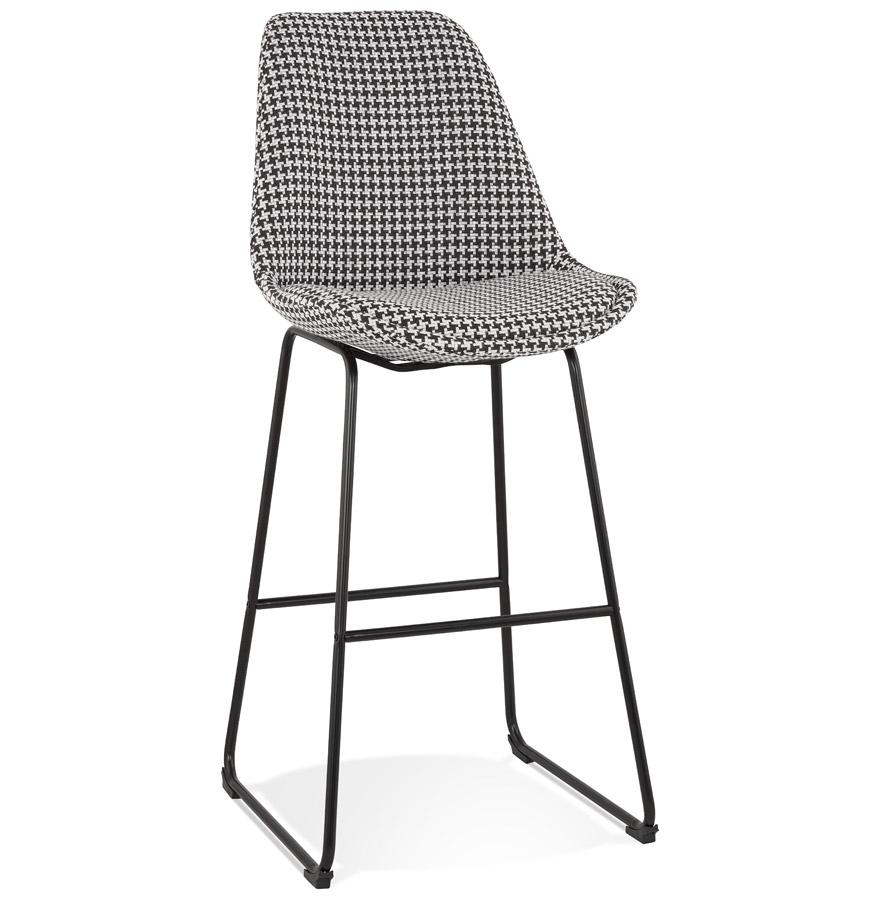 kokoon design BULLY' bar stool in houndstooth fabric and black metal legs