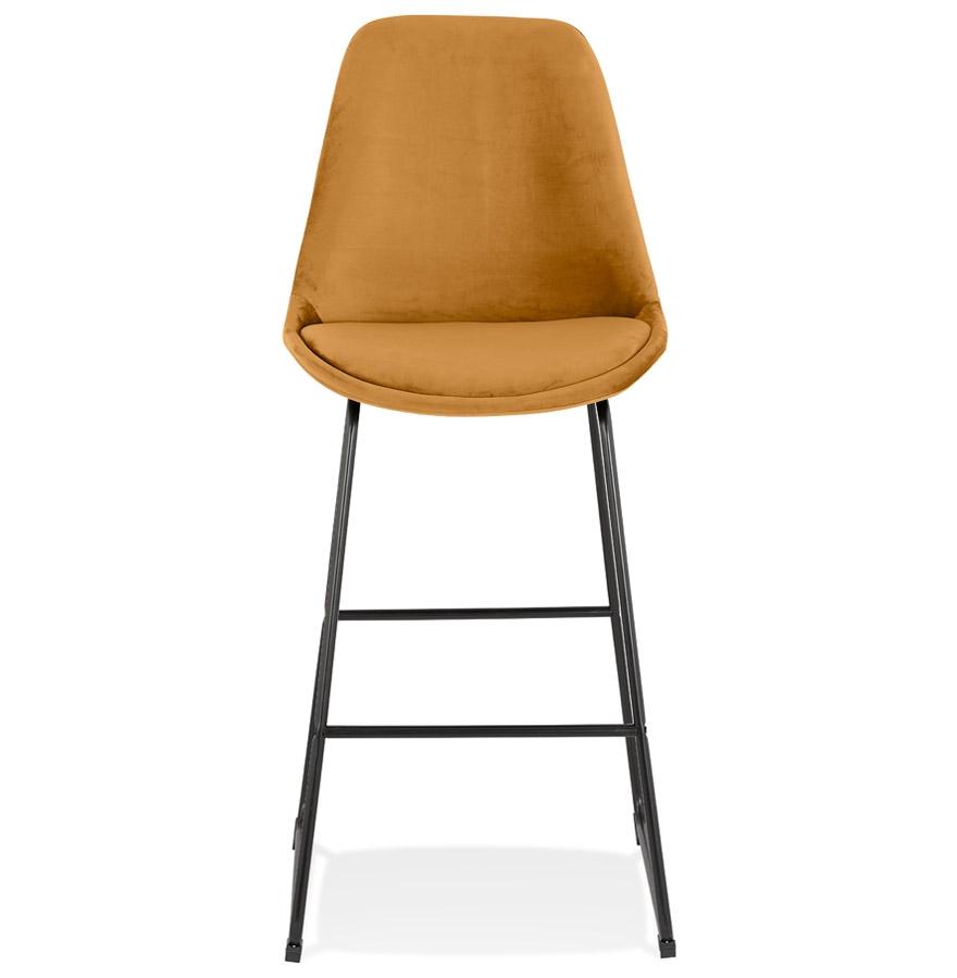 Kokoon Design BULLY' Bar Stool In Mustard Velvet And Black Metal Legs