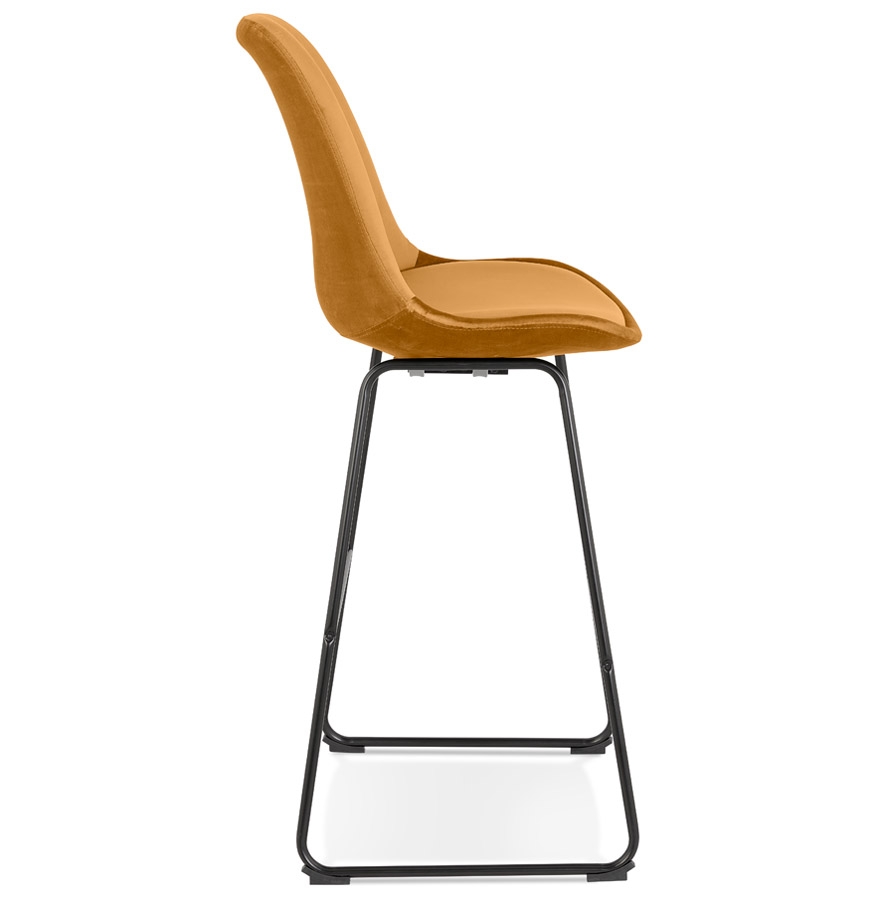 Kokoon Design BULLY' Bar Stool In Mustard Velvet And Black Metal Legs