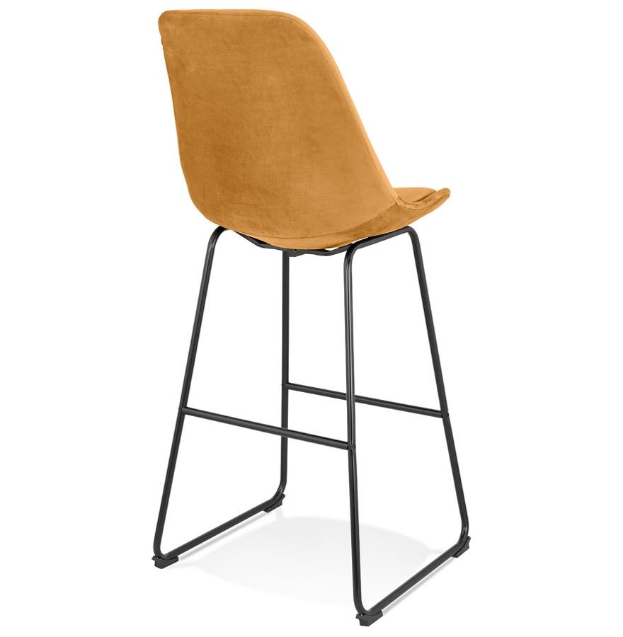 Kokoon Design BULLY' Bar Stool In Mustard Velvet And Black Metal Legs