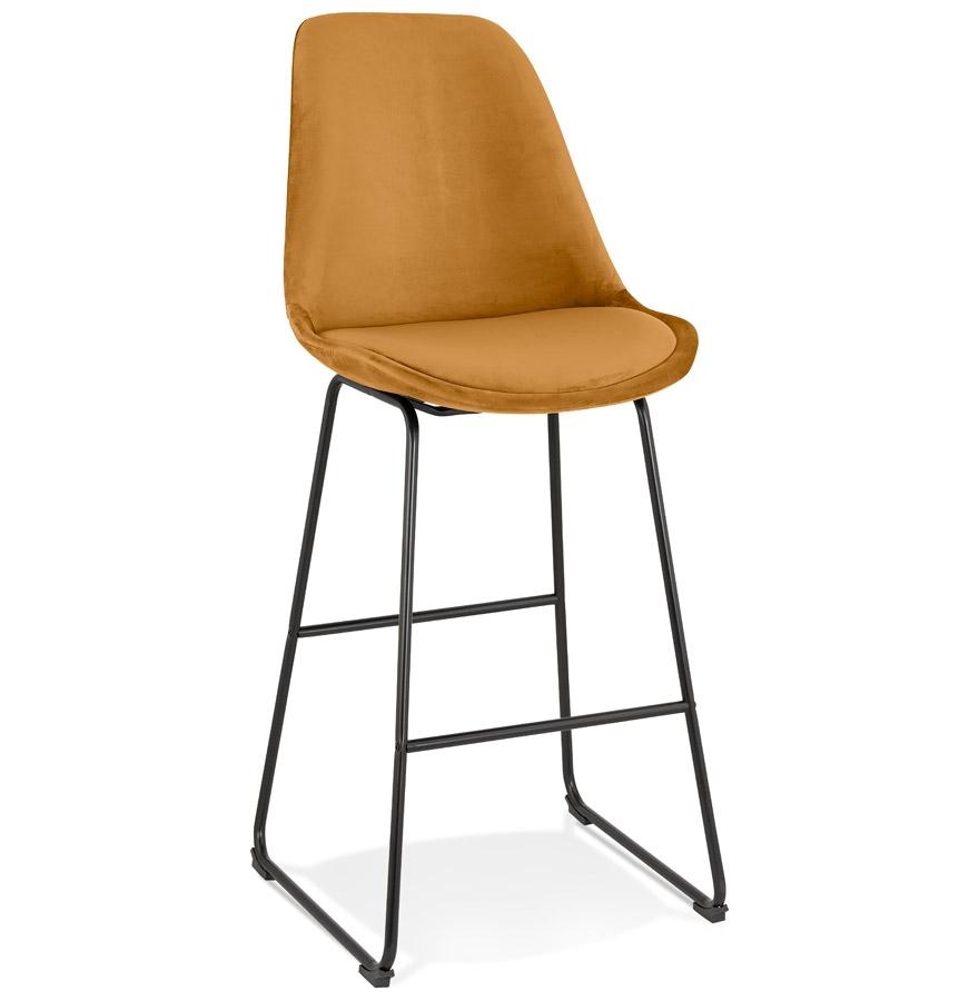 kokoon design BULLY' bar stool in mustard velvet and black metal legs kokoon design BULLY' bar stool in mustard velvet and black metal legs
