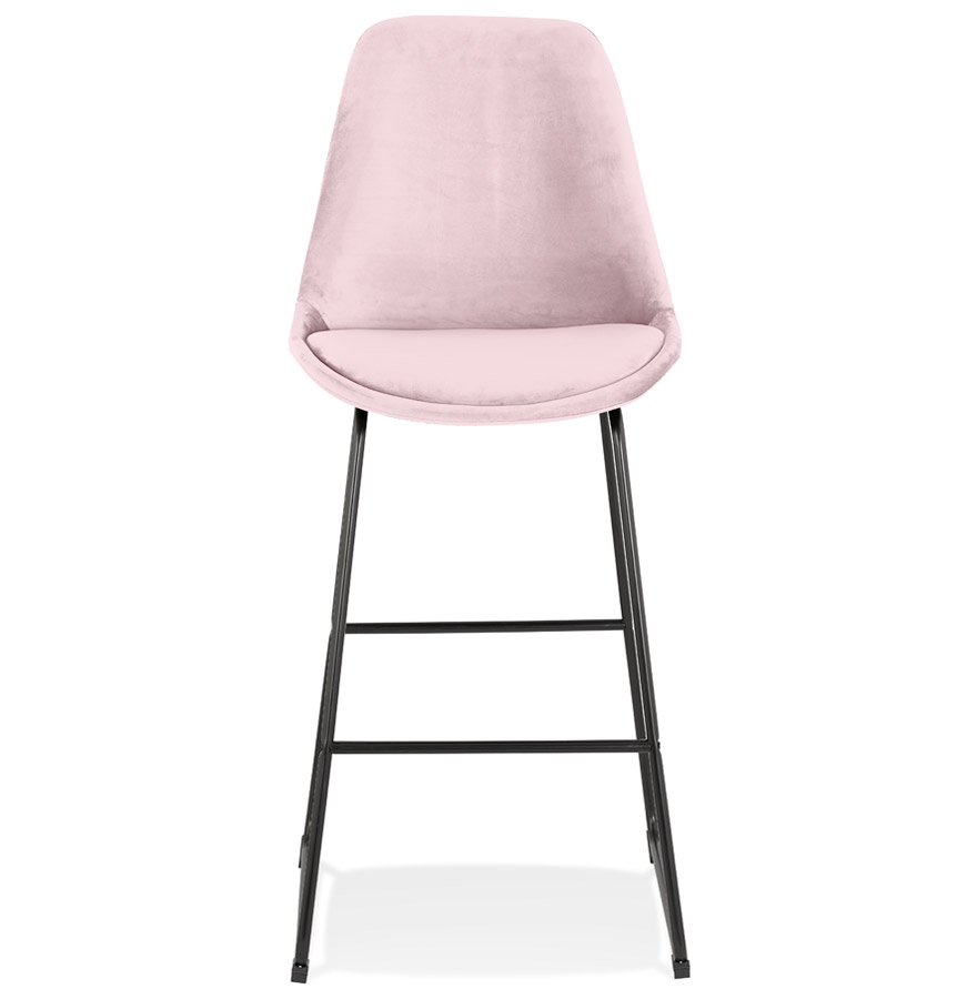 Kokoon Design BULLY' Bar Stool In Pink Velvet And Black Metal Legs