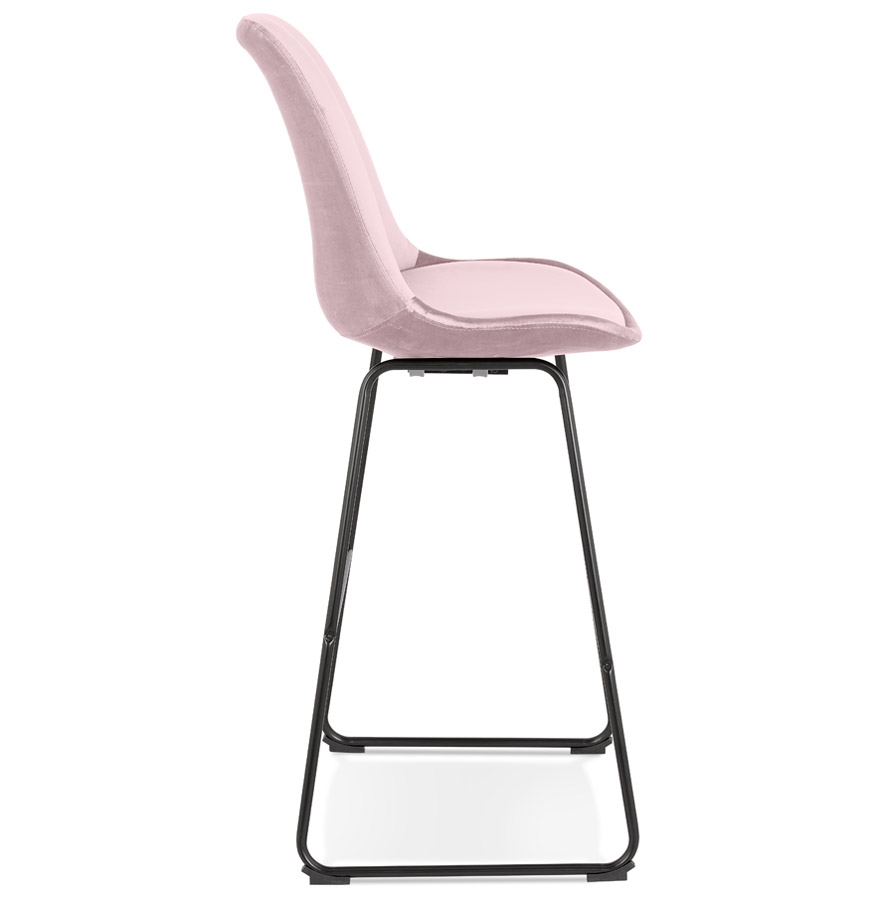 Kokoon Design BULLY' Bar Stool In Pink Velvet And Black Metal Legs