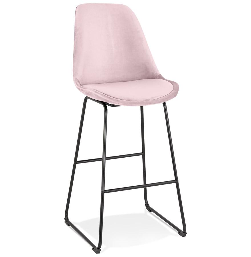 kokoon design BULLY' bar stool in pink velvet and black metal legs