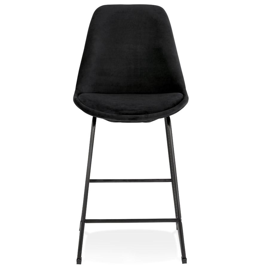 Kokoon Design BULLY MINI' Mid-height Snack Stool In Black Velvet And Black Metal Legs