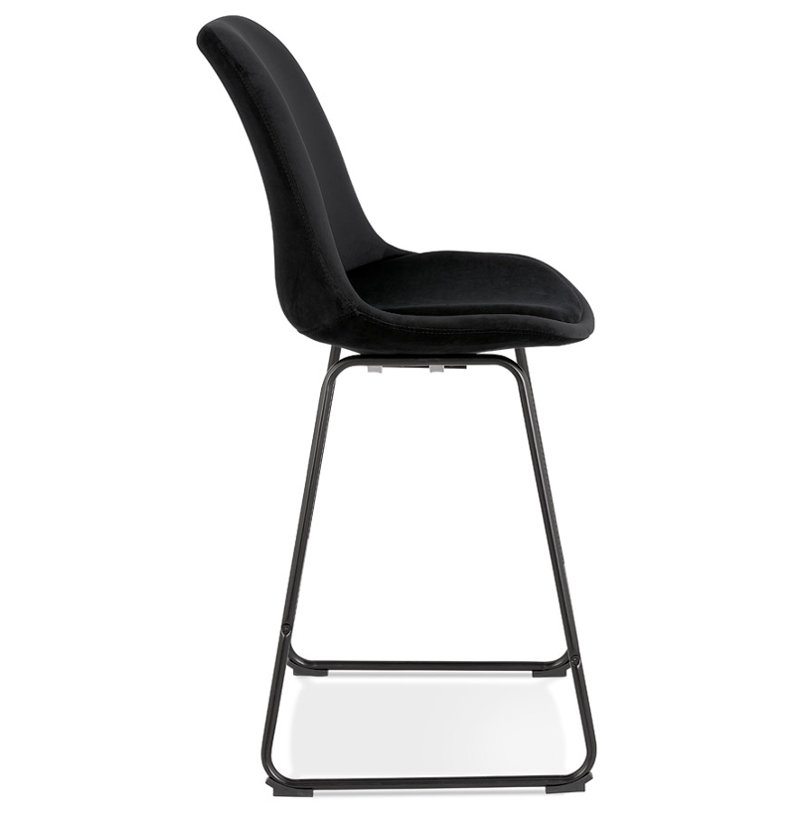 Kokoon Design BULLY MINI' Mid-height Snack Stool In Black Velvet And Black Metal Legs