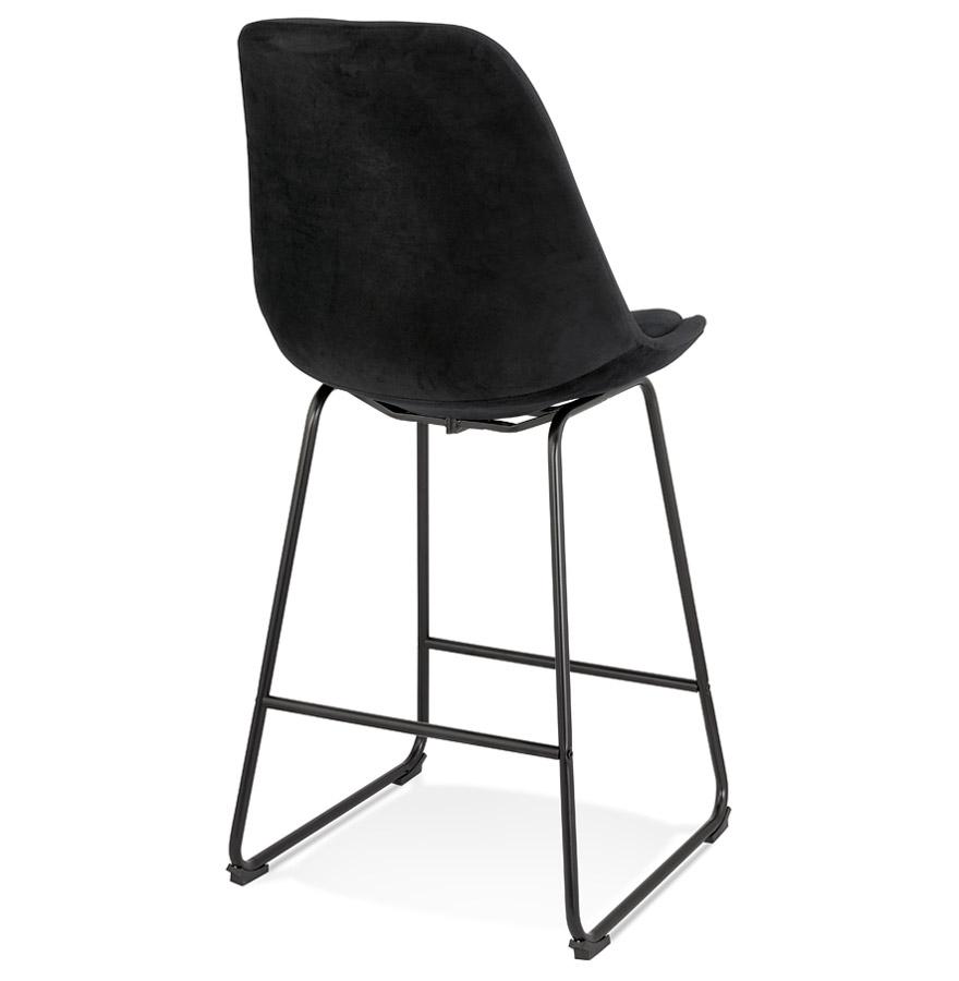 Kokoon Design BULLY MINI' Mid-height Snack Stool In Black Velvet And Black Metal Legs
