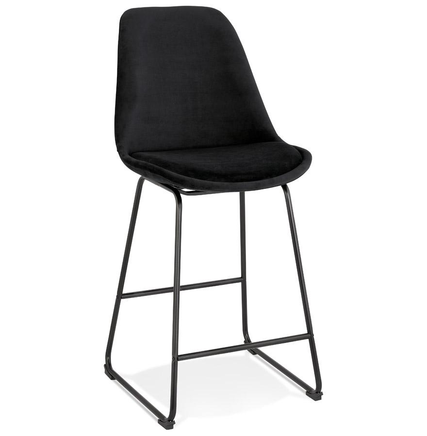 kokoon design BULLY MINI' mid-height snack stool in black velvet and black metal legs