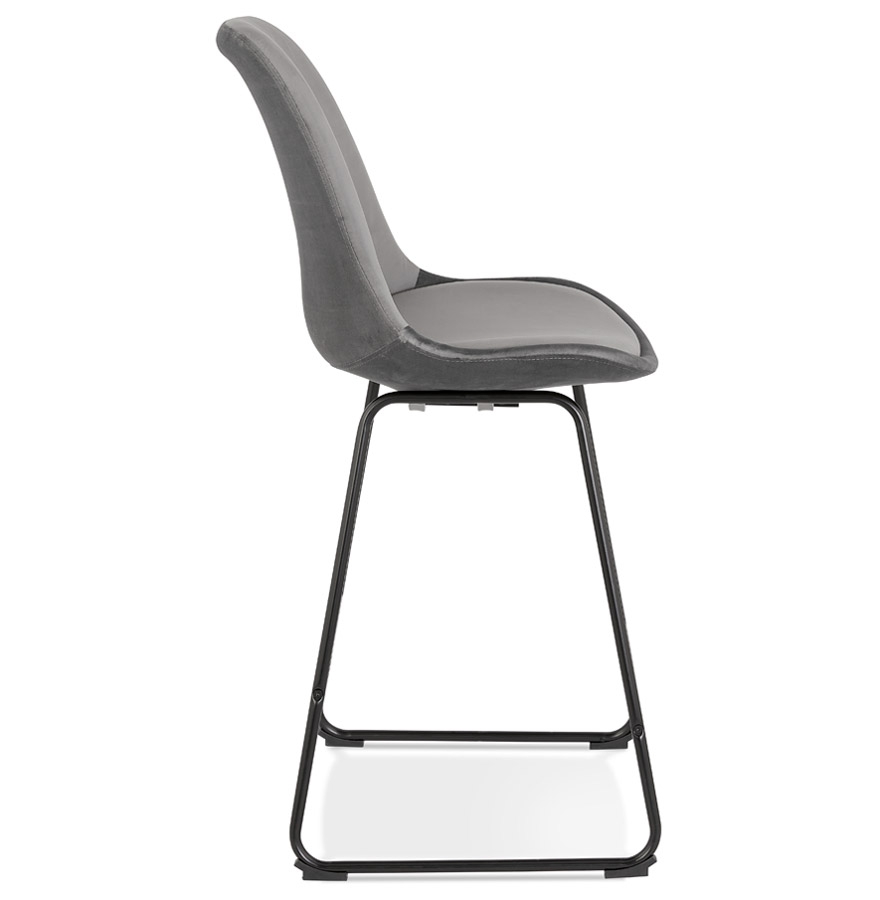 Kokoon Design BULLY MINI' Mid-height Snack Stool In Gray Velvet And Black Metal Legs