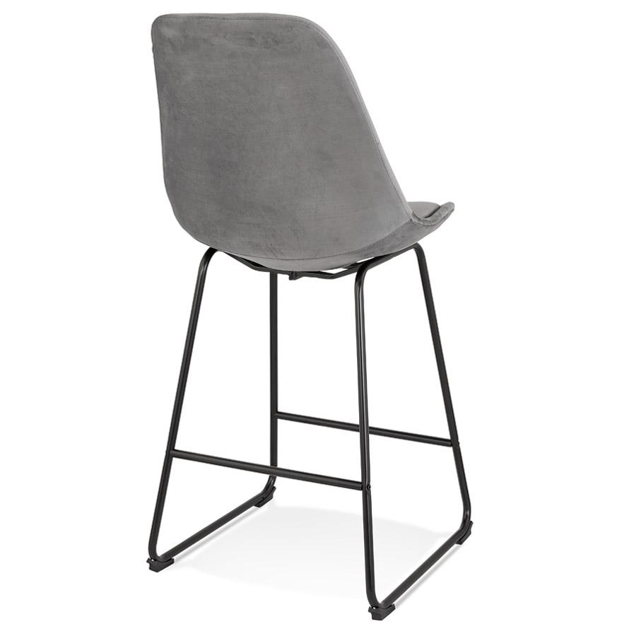 Kokoon Design BULLY MINI' Mid-height Snack Stool In Gray Velvet And Black Metal Legs