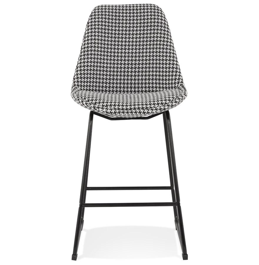 Kokoon Design BULLY MINI' Mid-height Snack Stool In Houndstooth Fabric And Black Metal Legs