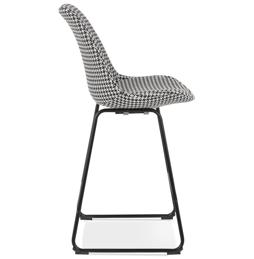 Kokoon Design BULLY MINI' Mid-height Snack Stool In Houndstooth Fabric And Black Metal Legs