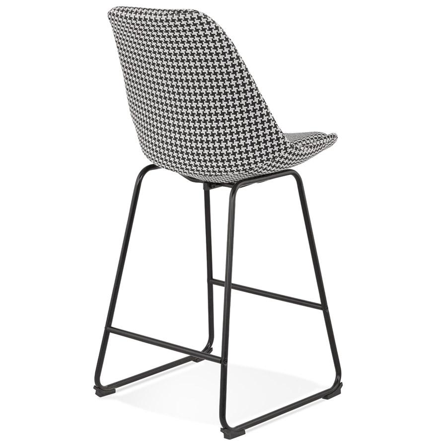 Kokoon Design BULLY MINI' Mid-height Snack Stool In Houndstooth Fabric And Black Metal Legs