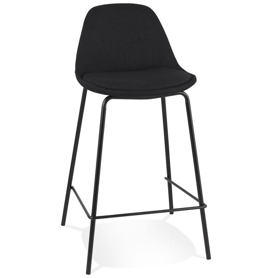 kokoon design BULMA MINI' mid-height snack stool in black fabric and black metal base